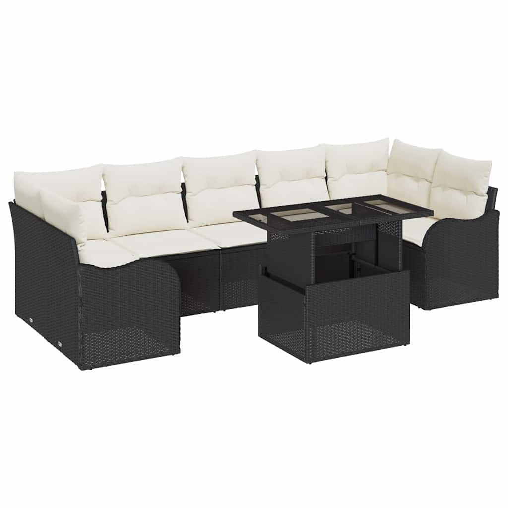 Set de canapele pentru grădină cu pernă 8 pcs Negru Rattan poli GartenMobel Dekor