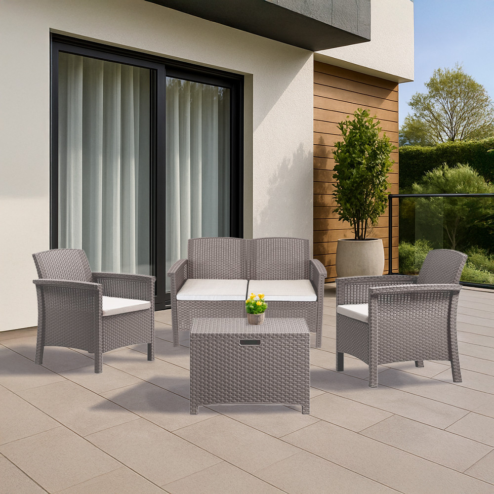 Set mobilier de grădină Leziter Venus II, 4 locuri, grafit și cappuccino