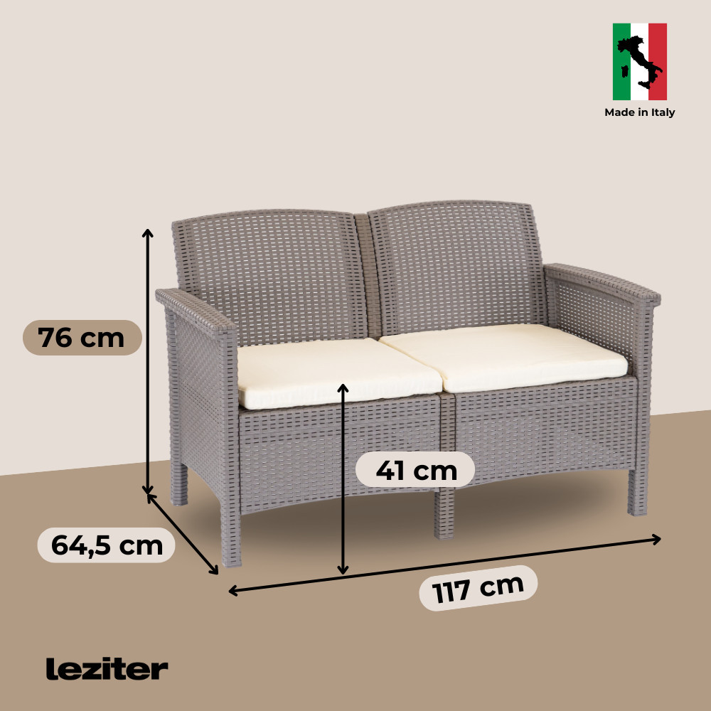 Set mobilier de grădină Leziter Venus II, 4 locuri, grafit și cappuccino
