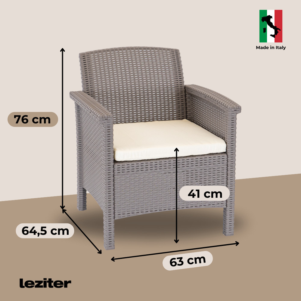 Set mobilier de grădină Leziter Venus II, 4 locuri, grafit și cappuccino