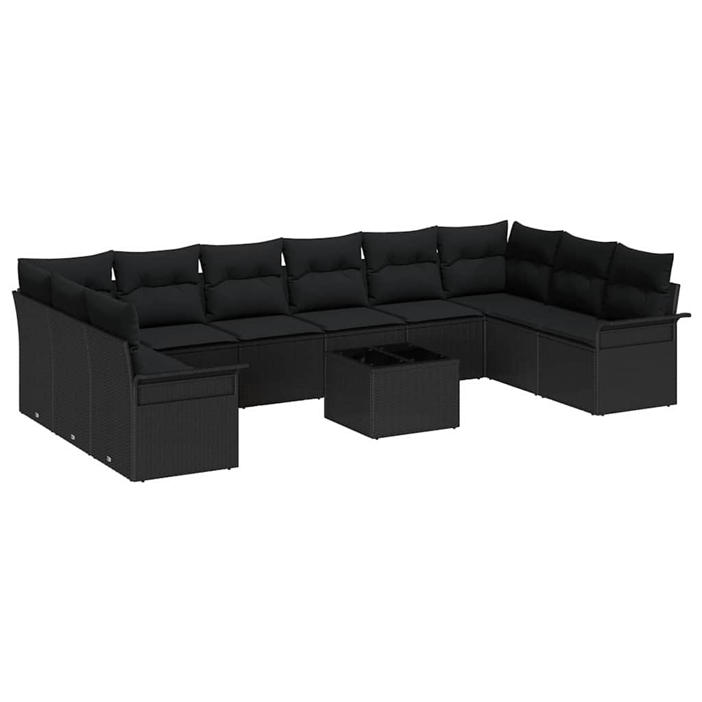 Set de canapele pentru grădină 11 pcs Negru Rattan poli GartenMobel Dekor