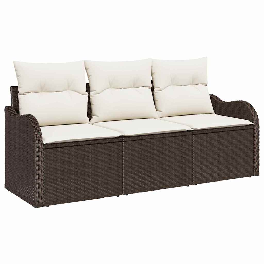 Set de canapele pentru grădină cu pernă 3 pcs Maro Rattan poli GartenMobel Dekor