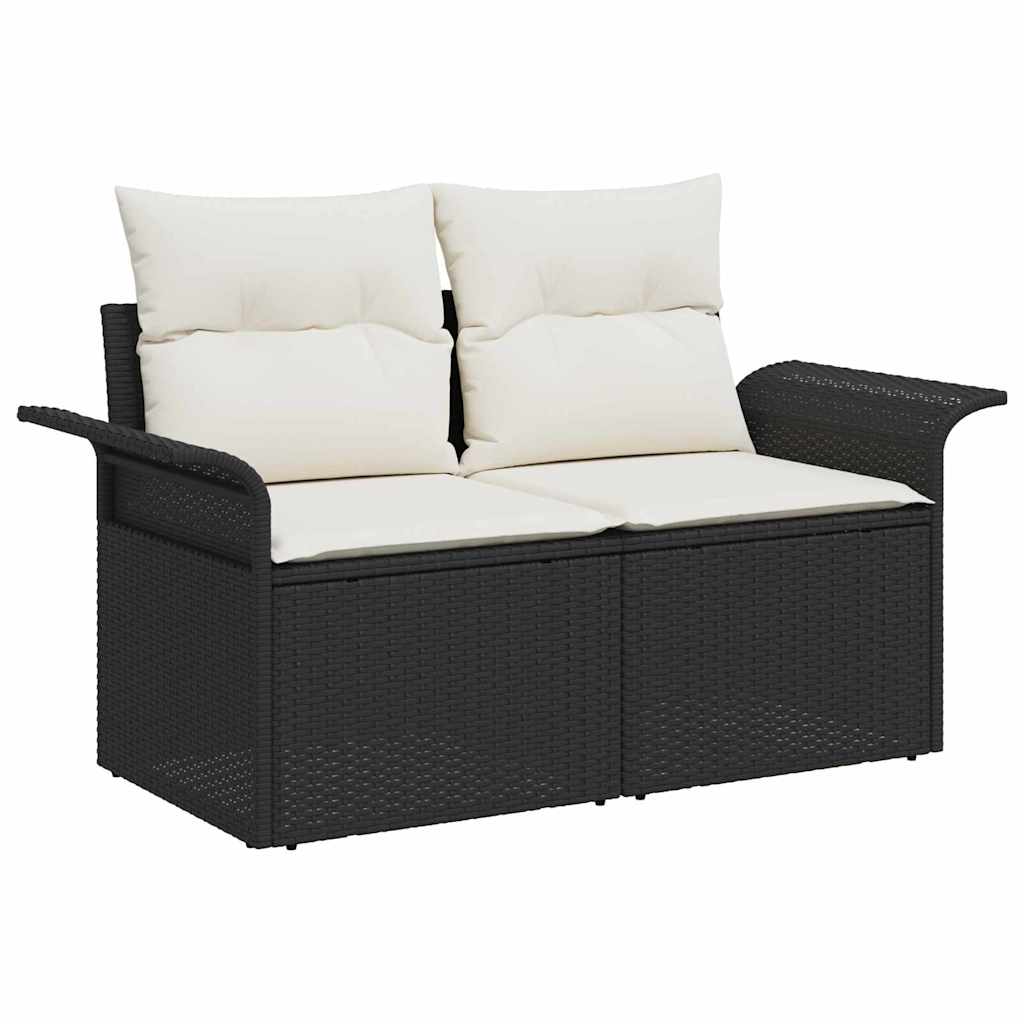 Set de canapele pentru grădină cu pernă 6 pcs Negru poliratan GartenMobel Dekor