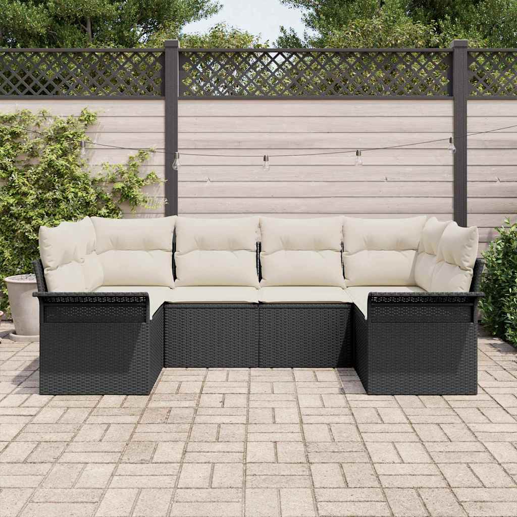 Set de canapele pentru grădină cu pernă 6 pcs Negru poliratan GartenMobel Dekor