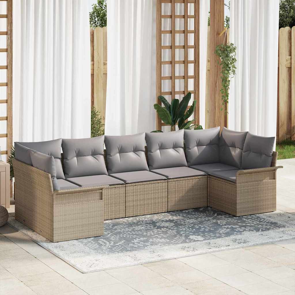 Set de canapele pentru grădină cu pernă 7 pcs Bej poliratan GartenMobel Dekor