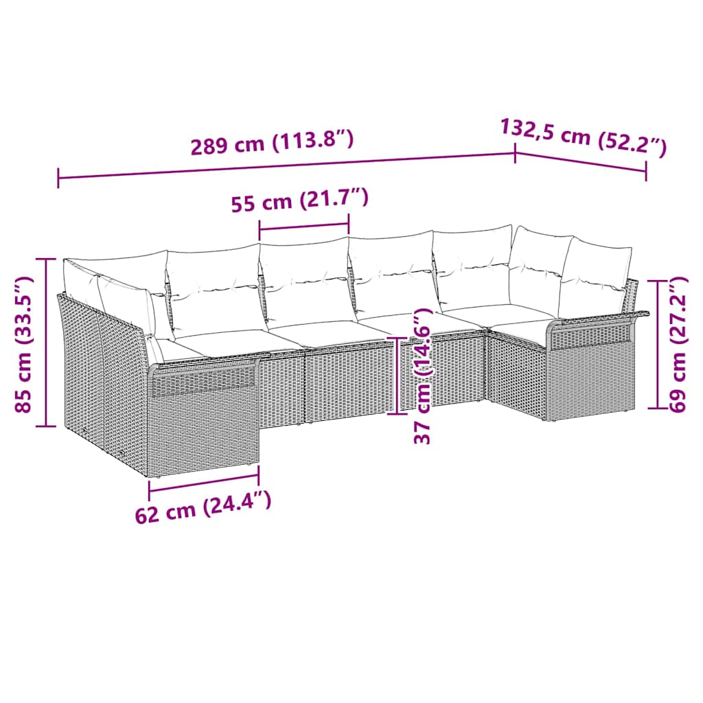 Set de canapele pentru grădină cu pernă 7 pcs Bej poliratan GartenMobel Dekor