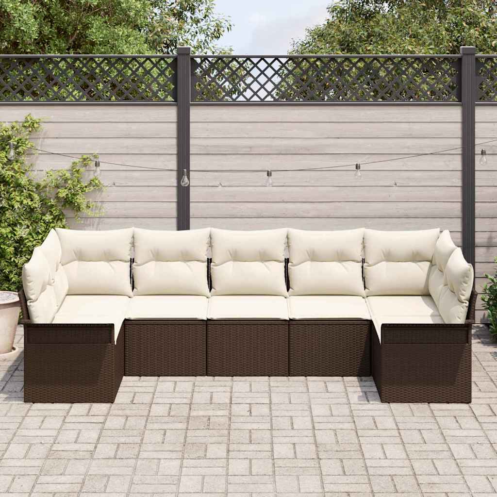 Set de canapele pentru grădină cu pernă 7 pcs Maro poliratan GartenMobel Dekor