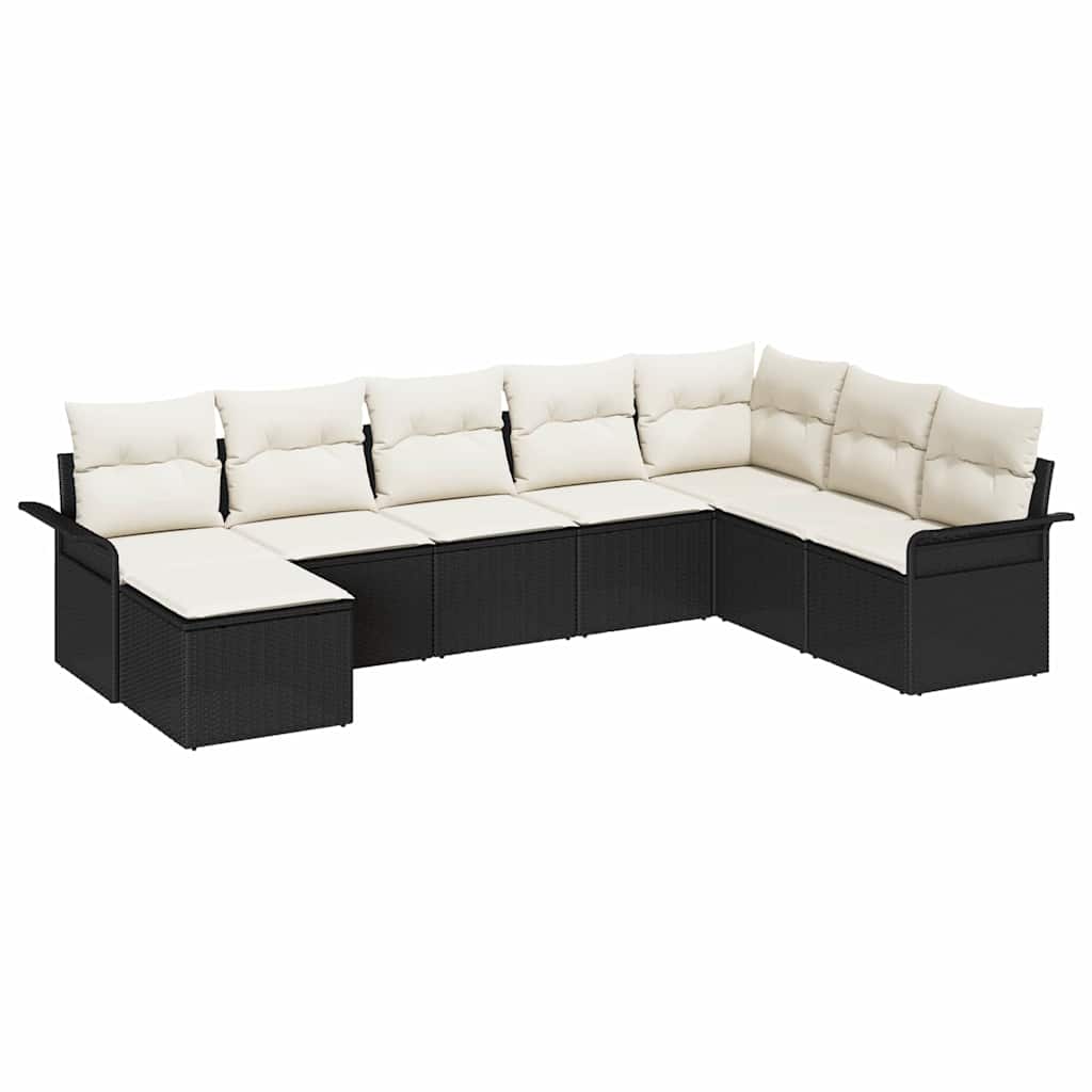 Set de canapele pentru grădină cu pernă 8 pcs Negru poliratan GartenMobel Dekor