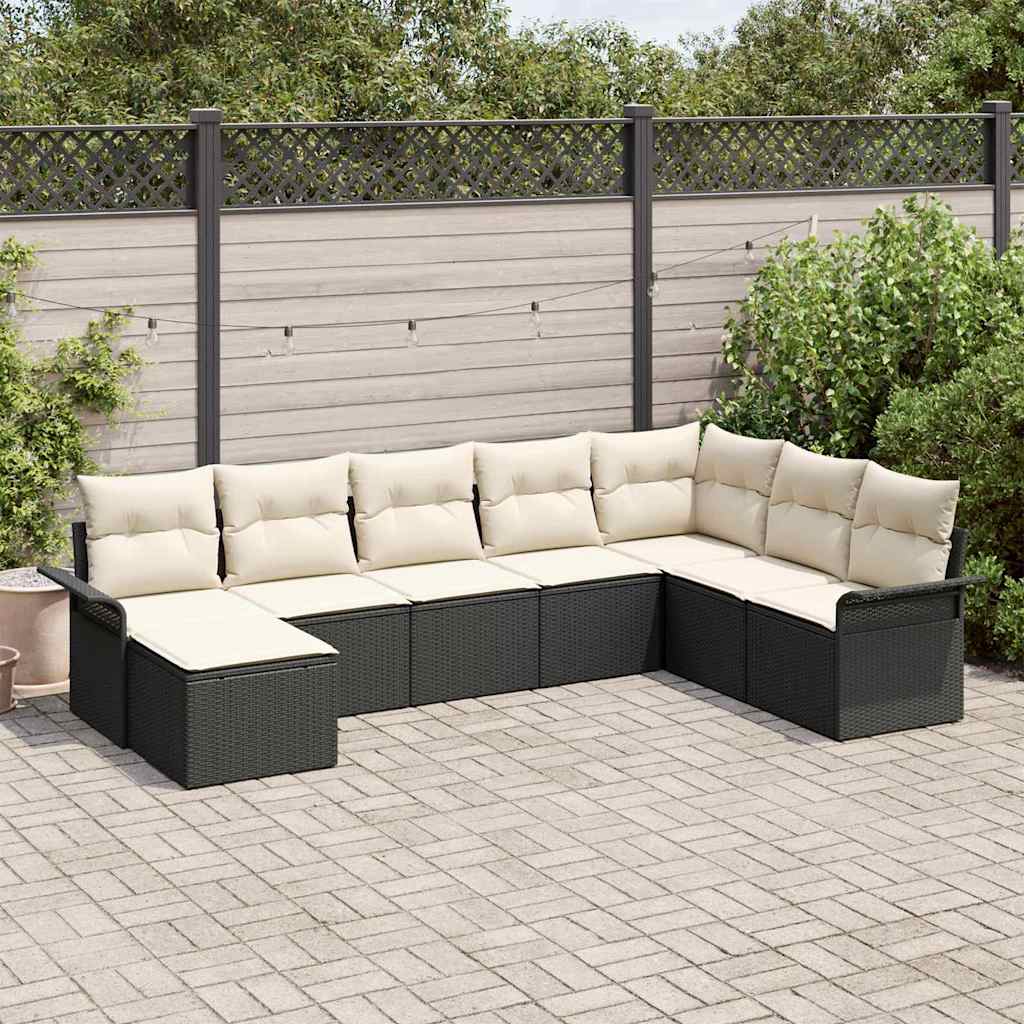 Set de canapele pentru grădină cu pernă 8 pcs Negru poliratan GartenMobel Dekor