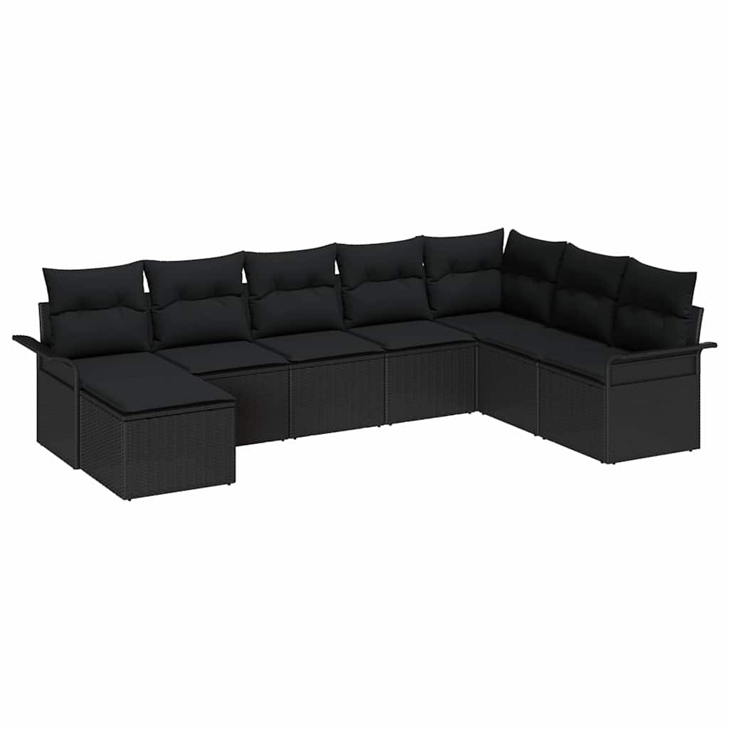 Set de canapele pentru grădină cu pernă 8 pcs Negru poliratan GartenMobel Dekor