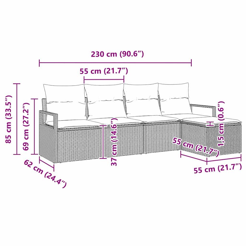 Set de canapea cu pernă 5 pcs Bej poliratan GartenMobel Dekor