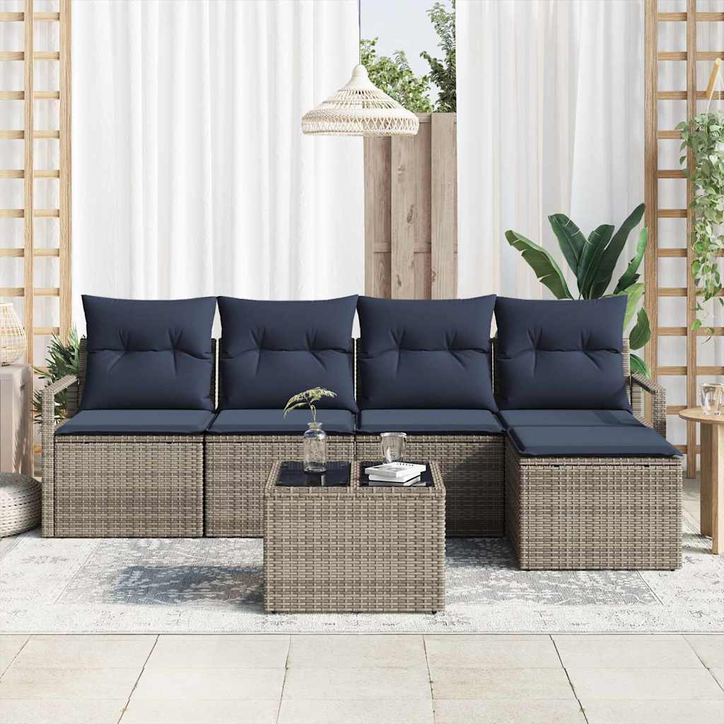 Set de canapea cu pernă 6 pcs Gri poliratan GartenMobel Dekor