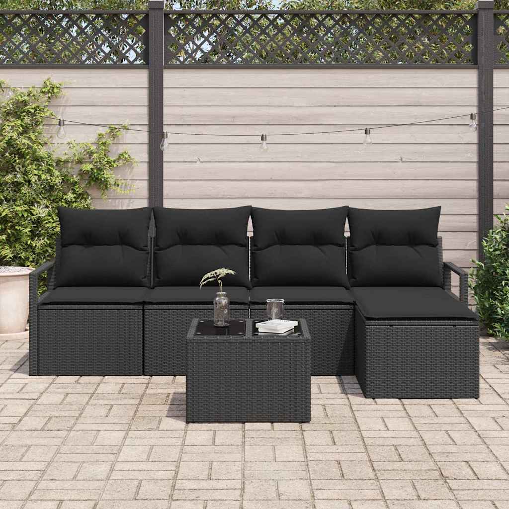 Set de canapea cu pernă 6 pcs Negru poliratan GartenMobel Dekor