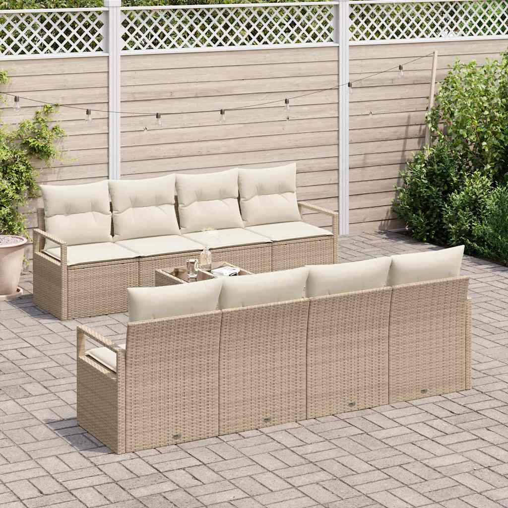 Set de canapea cu pernă Manual 7 pcs Bej și crem poliratan GartenMobel Dekor