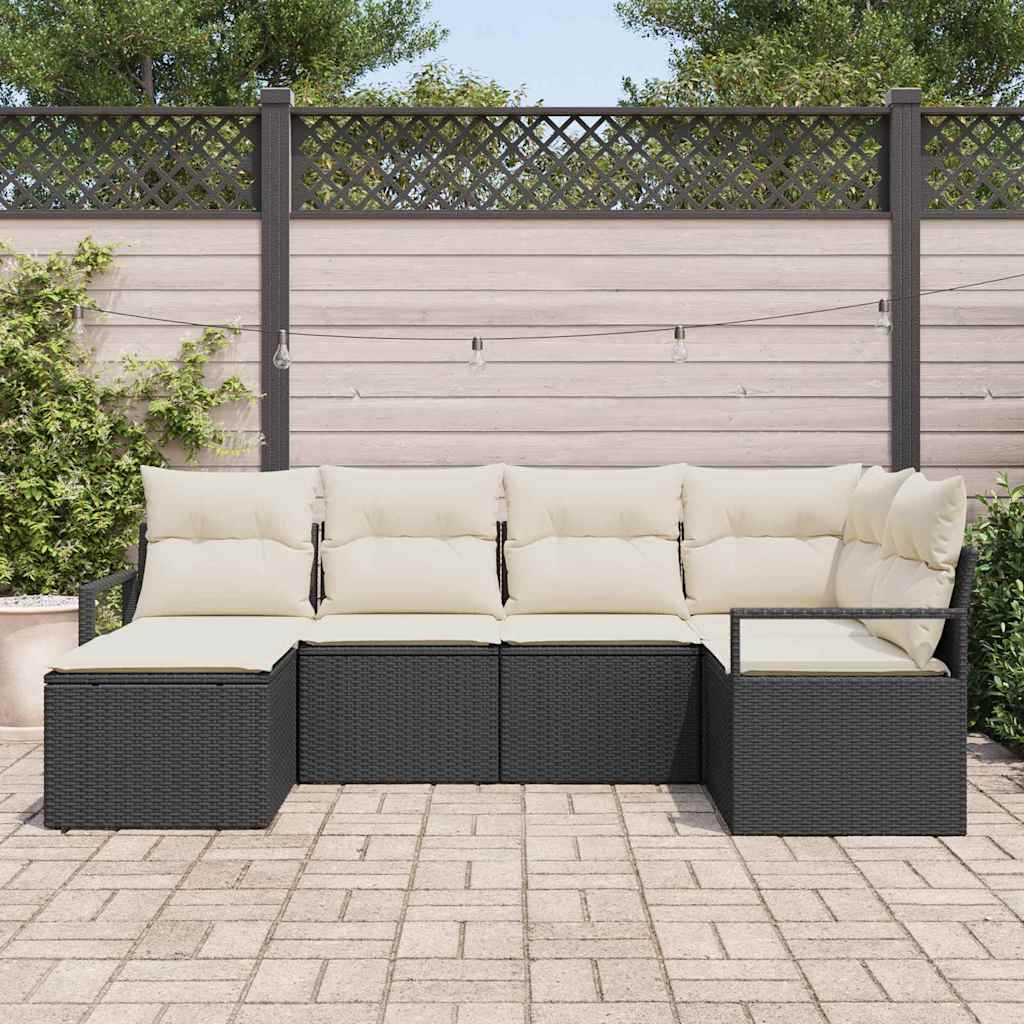 Set de canapea cu pernă 6 pcs Negru poliratan GartenMobel Dekor