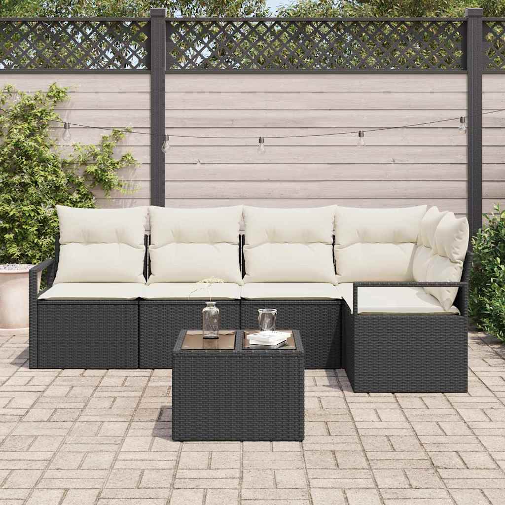 Set de canapea cu pernă 6 pcs Negru poliratan GartenMobel Dekor