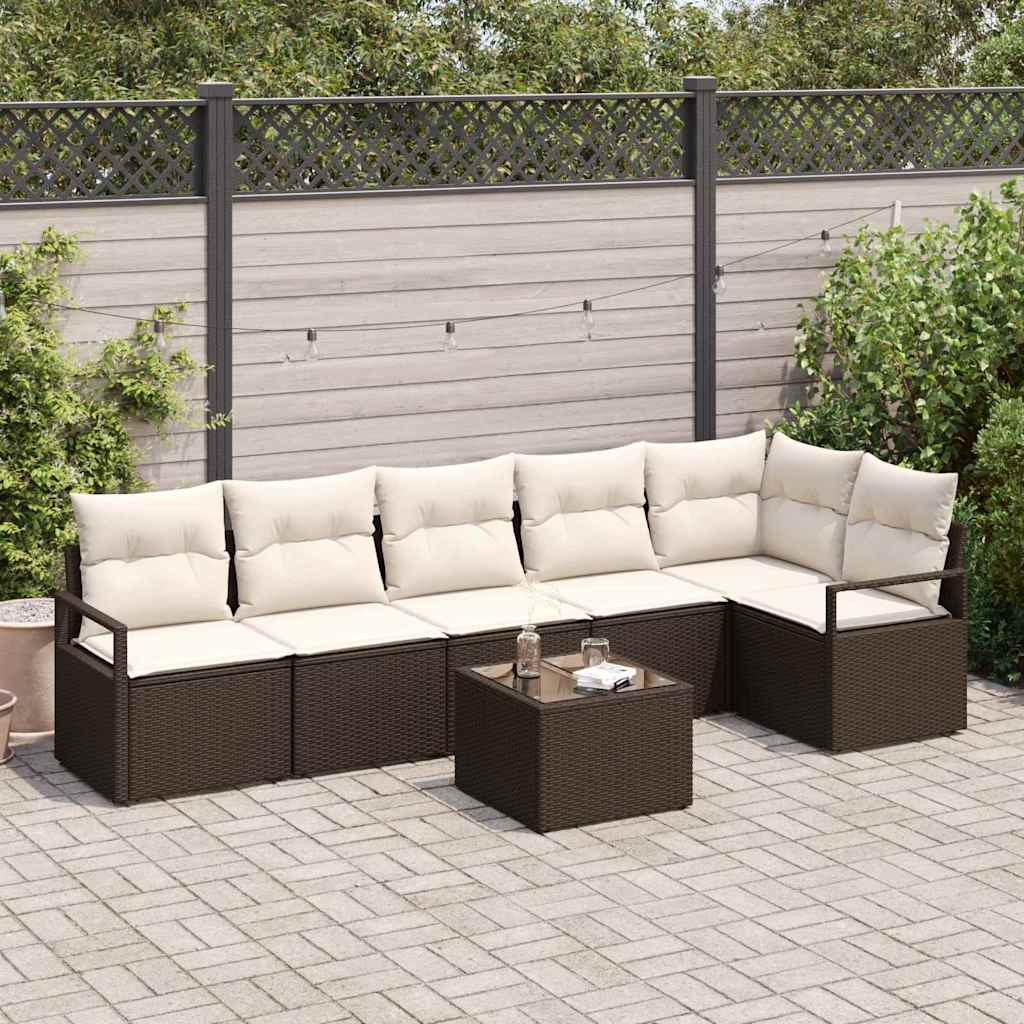 Set de canapea cu pernă 7 pcs Maro poliratan GartenMobel Dekor