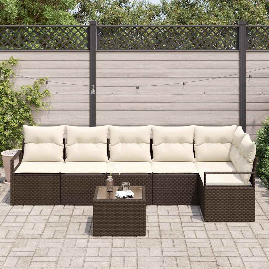 Set de canapea cu pernă 7 pcs Maro poliratan GartenMobel Dekor