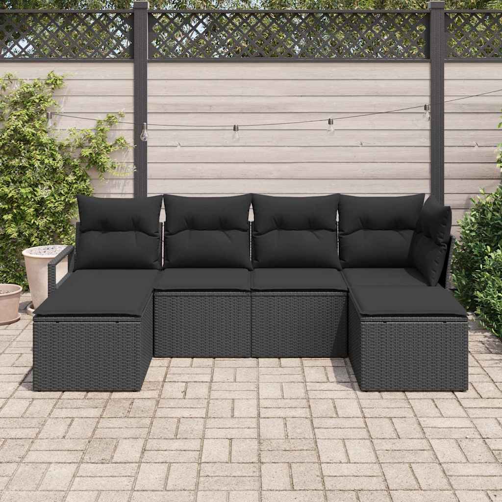 Set de canapea 6 pcs Negru poliratan GartenMobel Dekor