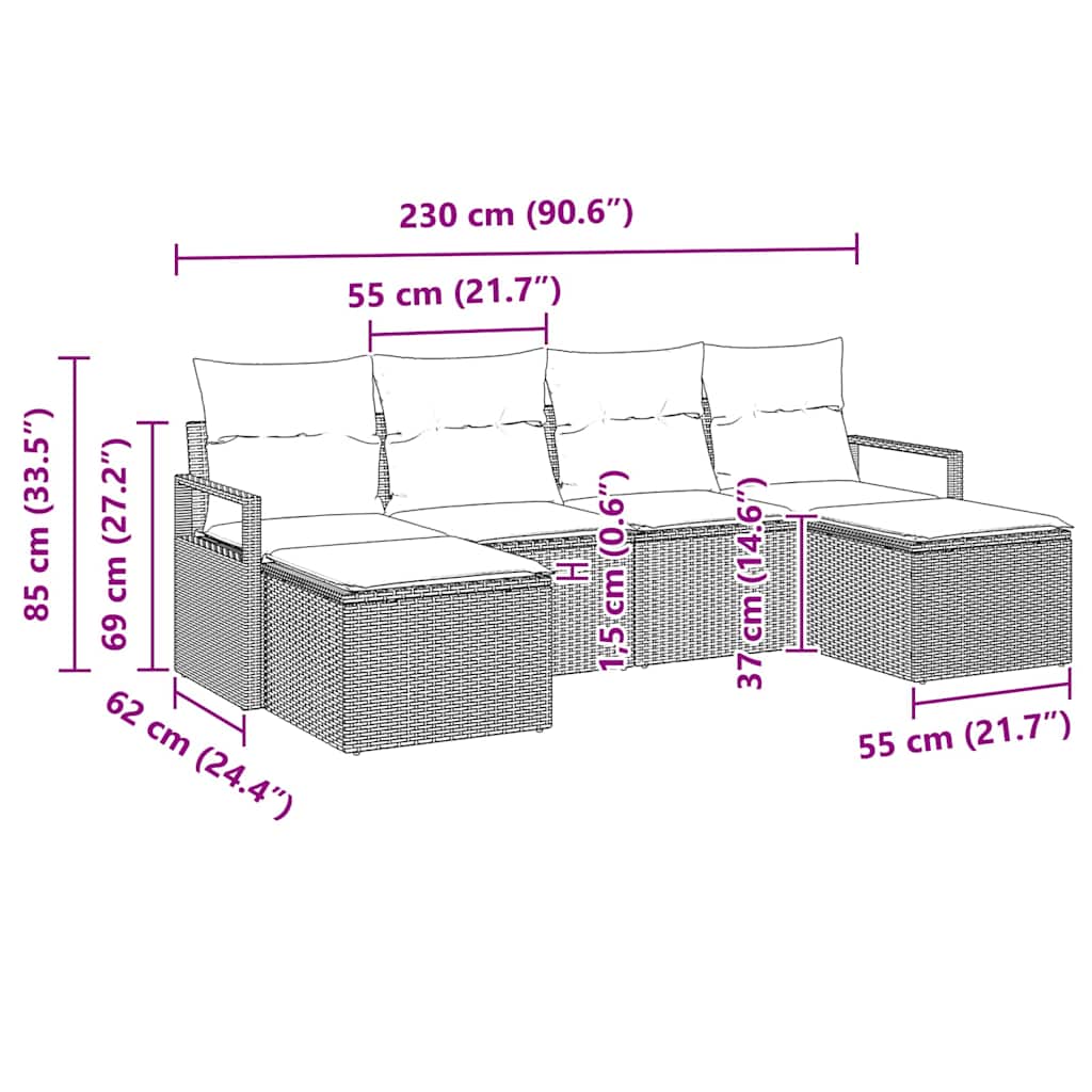Set de canapea 6 pcs Negru poliratan GartenMobel Dekor