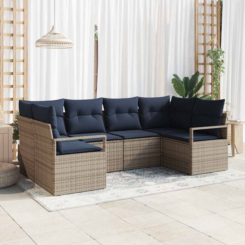 Set de canapea cu pernă 6 pcs Gri Poli Rattan GartenMobel Dekor