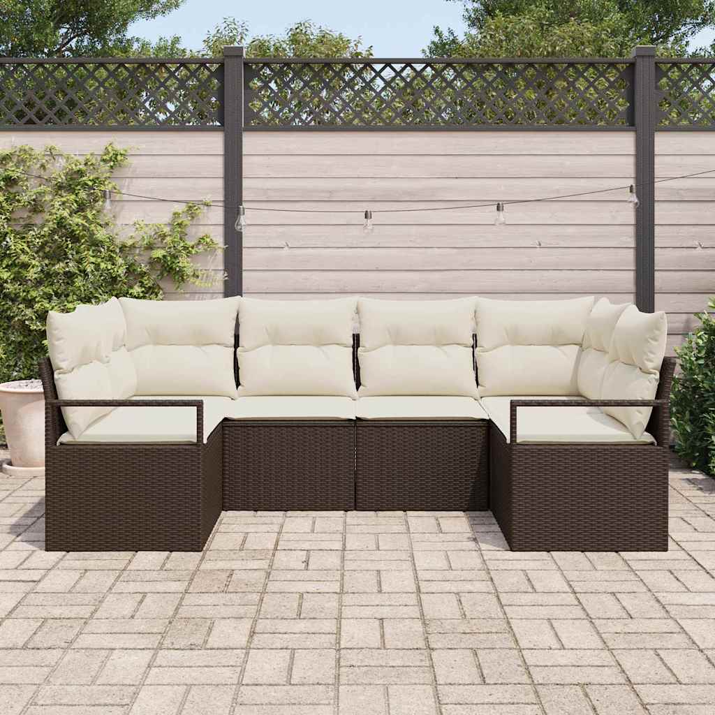 Set de canapea cu pernă 6 pcs Maro poliratan GartenMobel Dekor