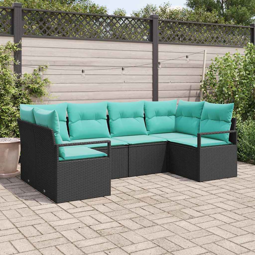 Set de canapea cu pernă 6 pcs Negru Poli Rattan GartenMobel Dekor