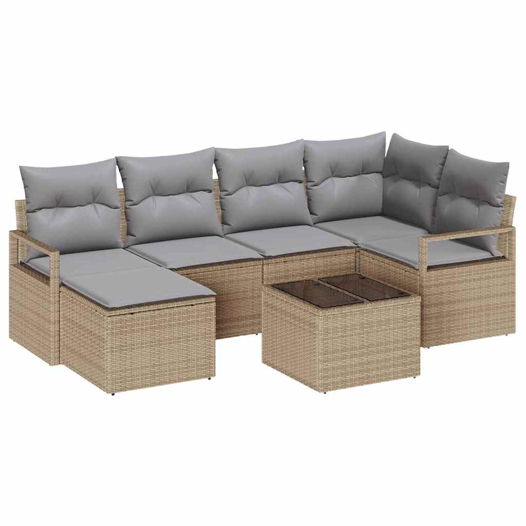 Set de canapea cu pernă 7 pcs Bej poliratan GartenMobel Dekor