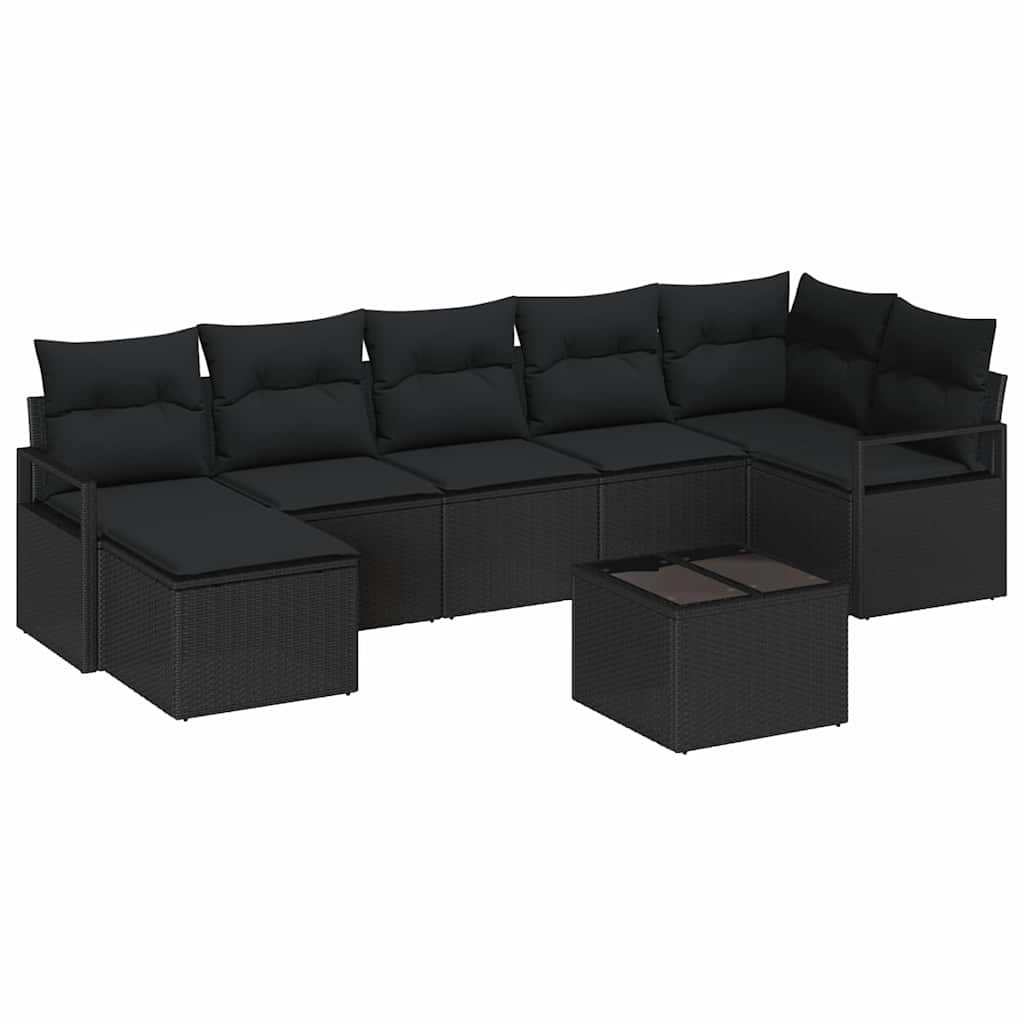 Set de canapea cu pernă 8 pcs Negru poliratan GartenMobel Dekor