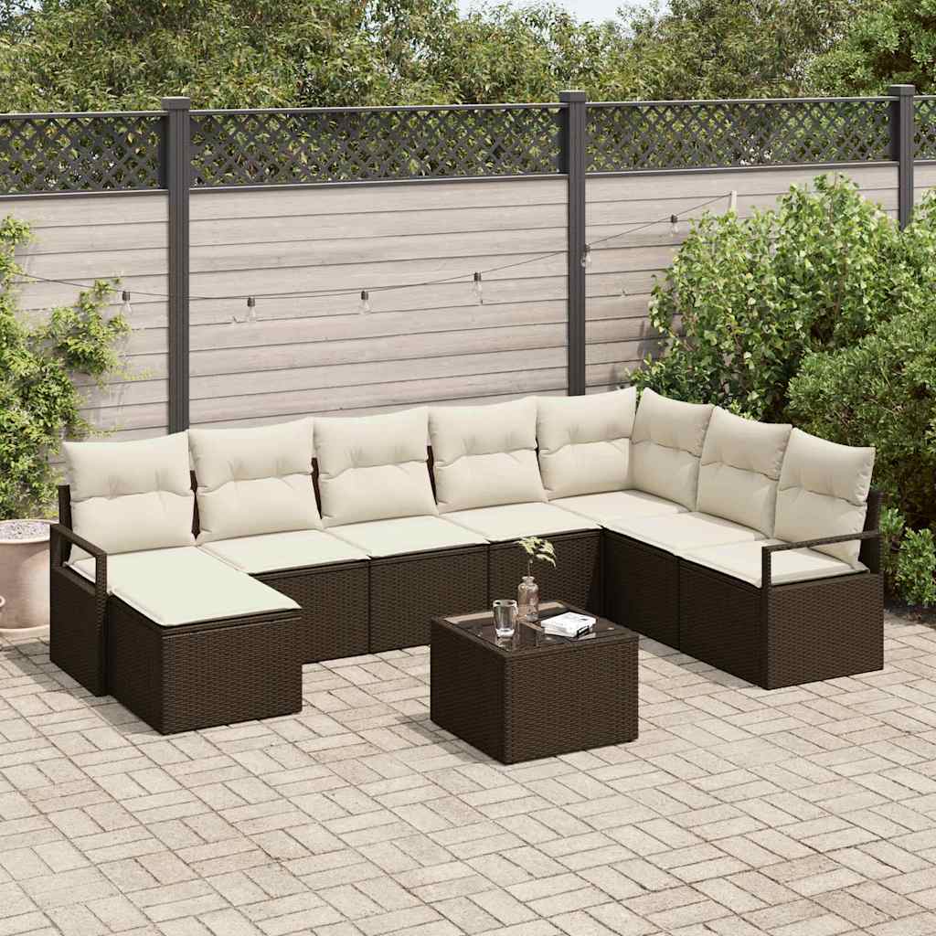 Set de canapea cu pernă 9 pcs Maro poliratan GartenMobel Dekor