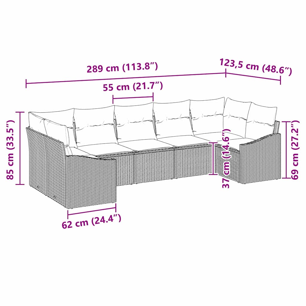 Set de canapea cu pernă 7 pcs Negru poliratan GartenMobel Dekor