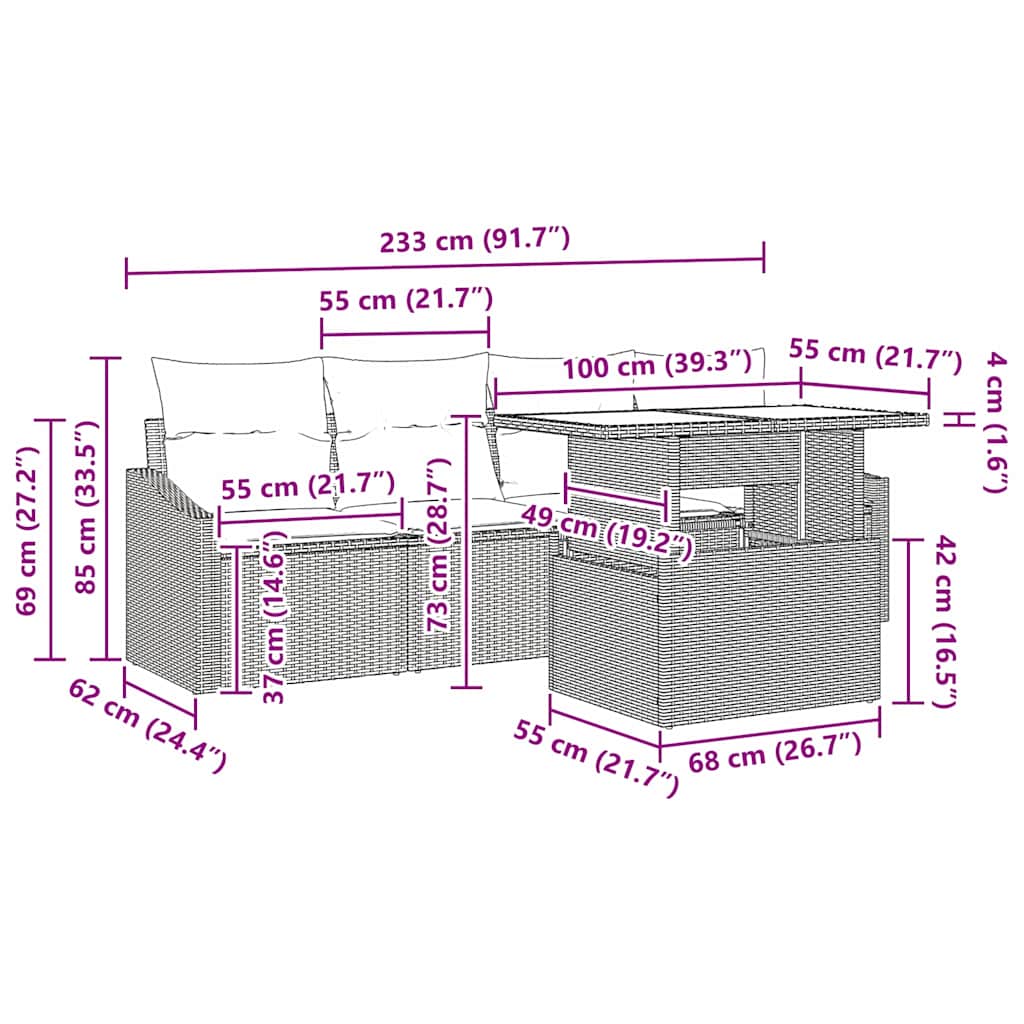 Set de canapele pentru grădină 5 pcs Maro și Crem poliratan GartenMobel Dekor