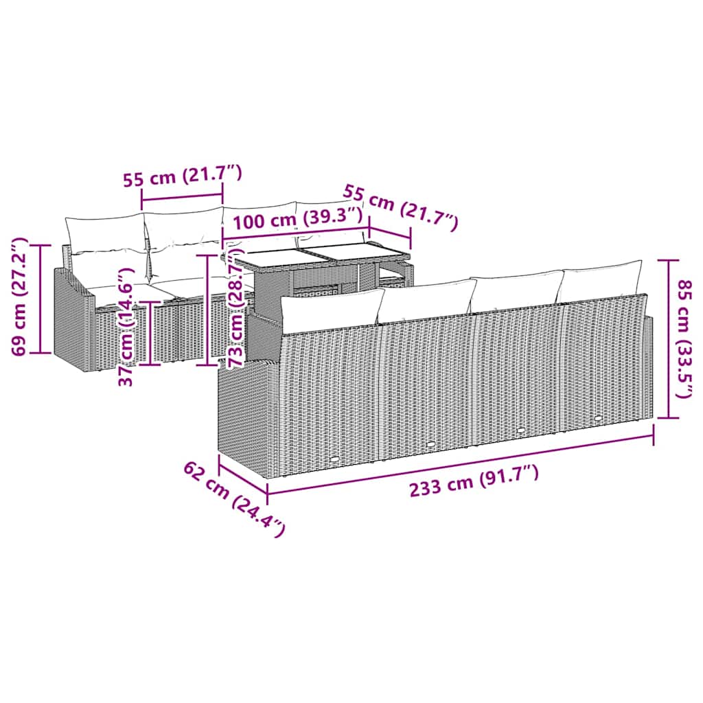 Set de canapele pentru grădină 7 pcs Bej și crem poliratan GartenMobel Dekor