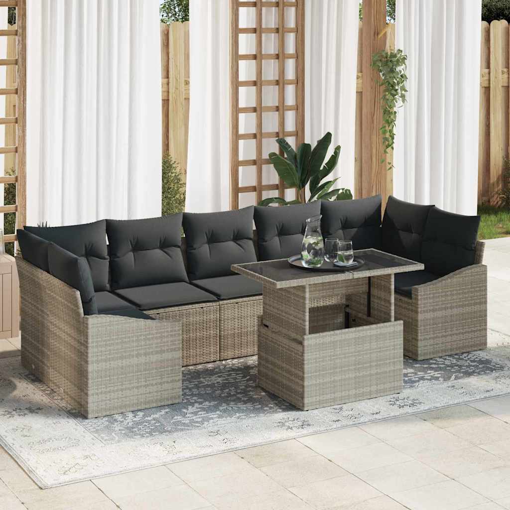 Set de canapele pentru grădină 8 pcs Gri deschis poliratan GartenMobel Dekor