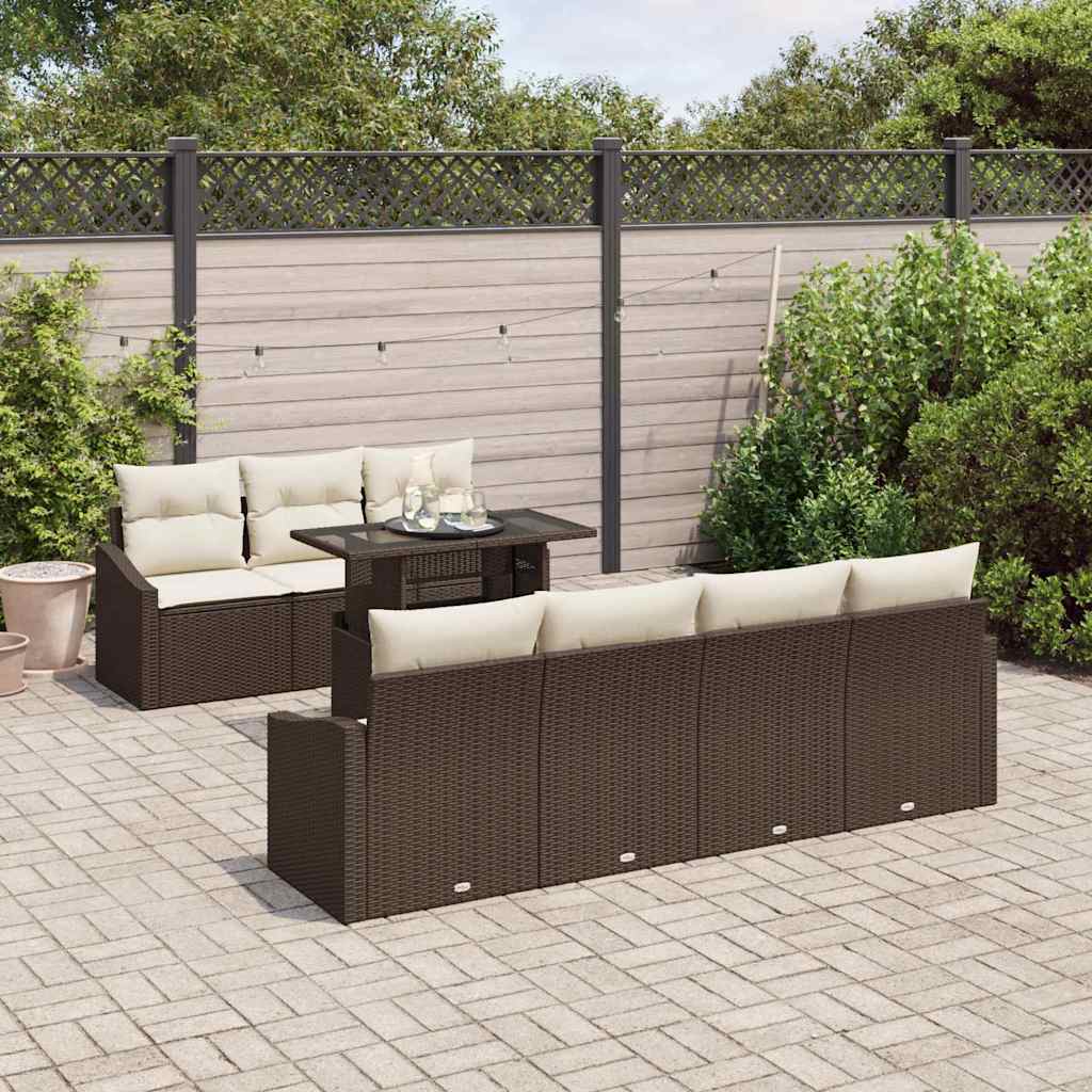 Set de canapele pentru grădină 8 pcs Maro și Crem poliratan GartenMobel Dekor
