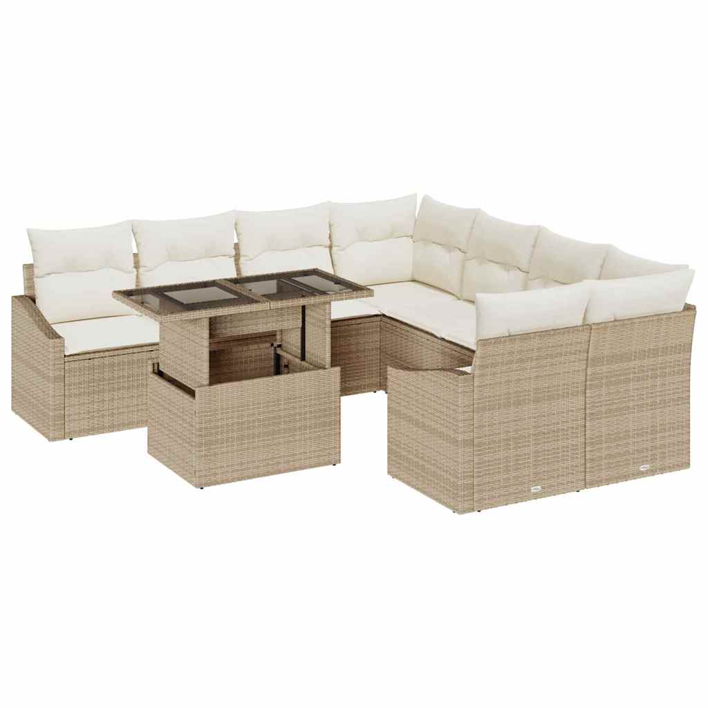 Set de canapele pentru grădină 9 pcs Bej și crem poliratan GartenMobel Dekor