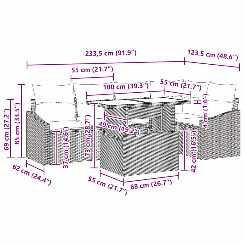 Set de canapele pentru grădină cu pernă 6 pcs maro și crem GartenMobel Dekor