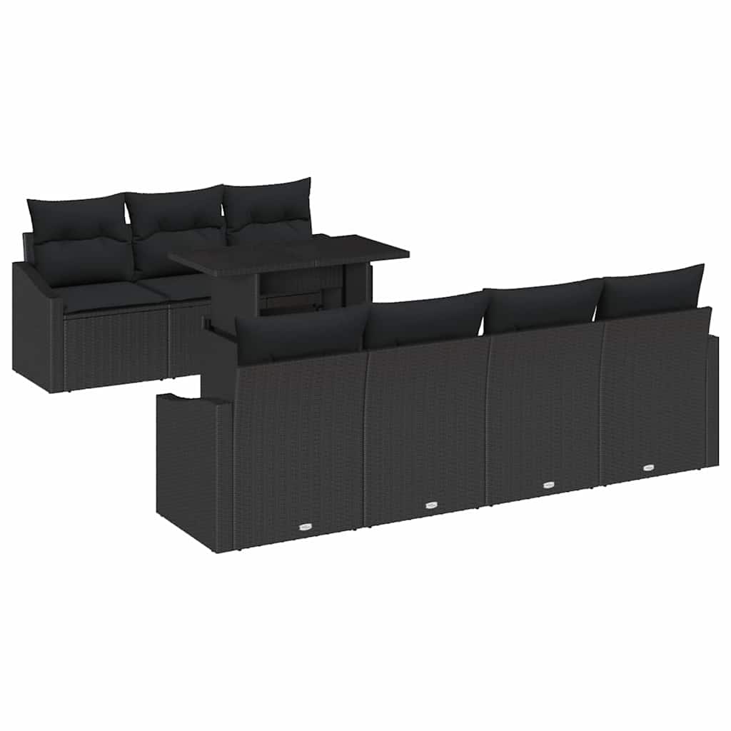 Set de canapele pentru grădină cu pernă 8 pcs Negru poliratan GartenMobel Dekor