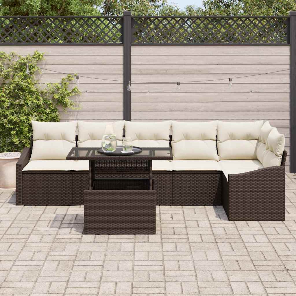 Set de canapele pentru grădină 7 pcs Maro și Crem poliratan GartenMobel Dekor