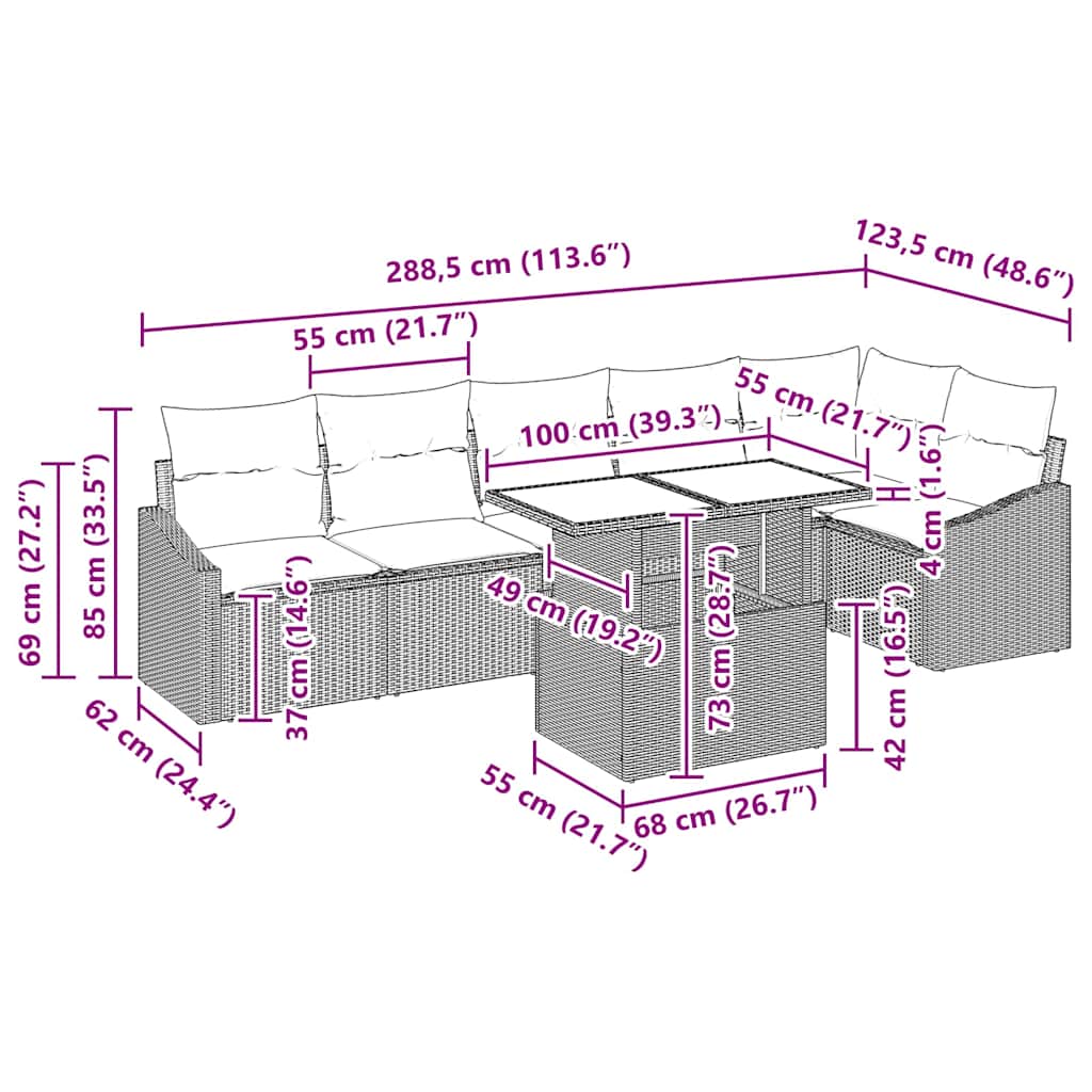 Set de canapele pentru grădină cu pernă 7 pcs negru și crem GartenMobel Dekor