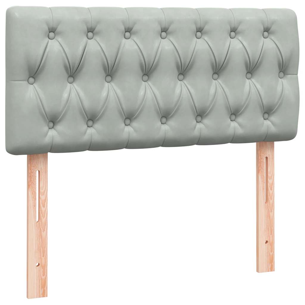 Pat box spring cu saltea, gri deschis, 90x210 cm, catifea GartenMobel Dekor