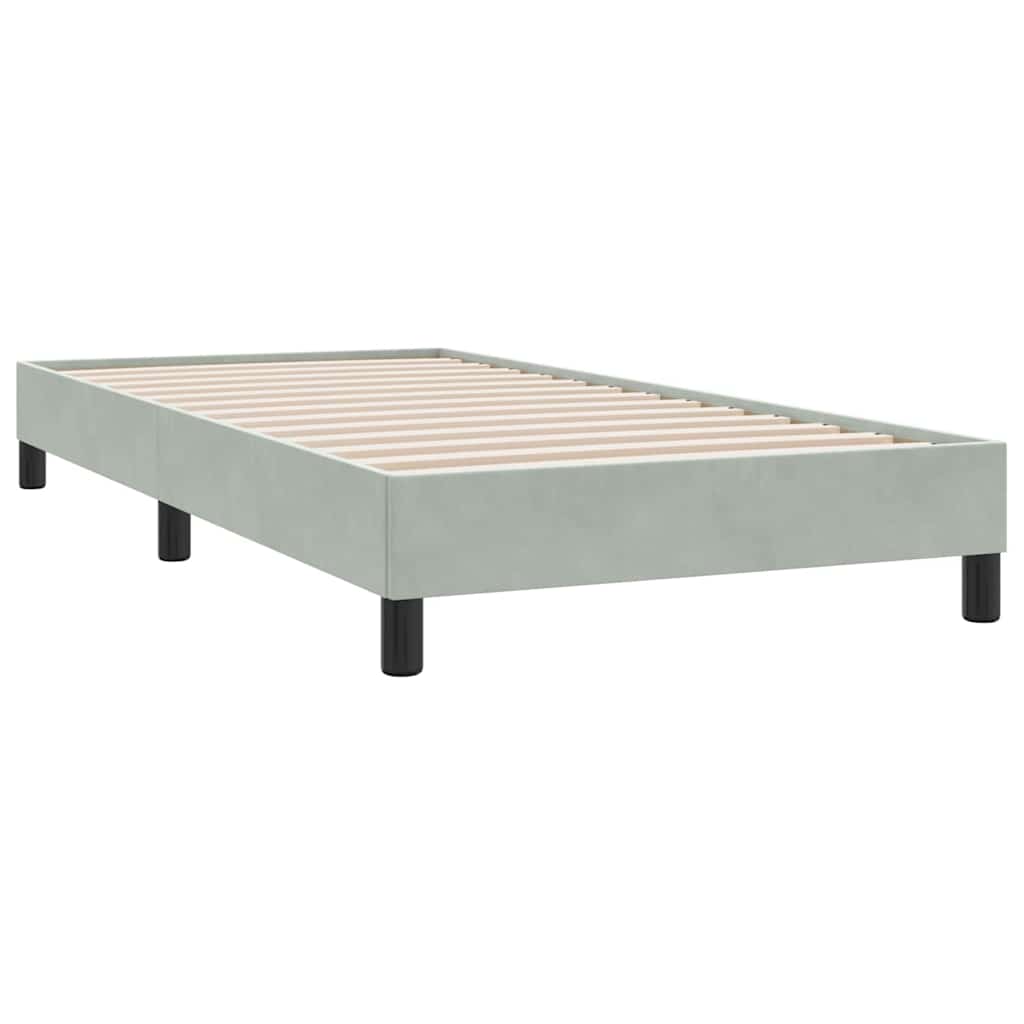 Pat box spring cu saltea, gri deschis, 90x210 cm, catifea GartenMobel Dekor