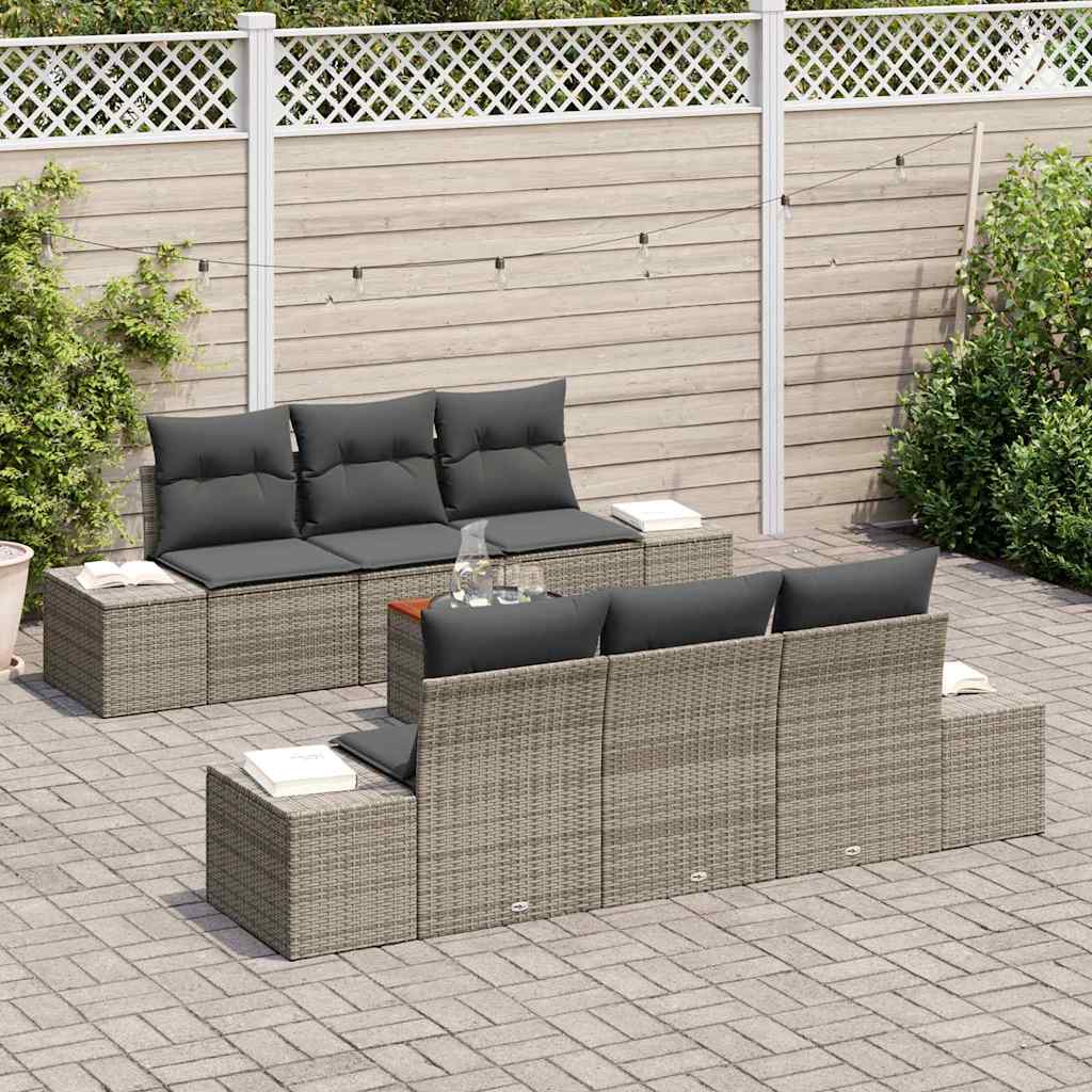 Set de canapele pentru grădină cu pernă 7 pcs Gri poliratan GartenMobel Dekor
