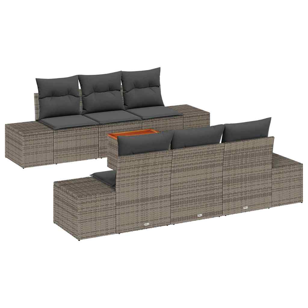 Set de canapele pentru grădină cu pernă 7 pcs Gri poliratan GartenMobel Dekor