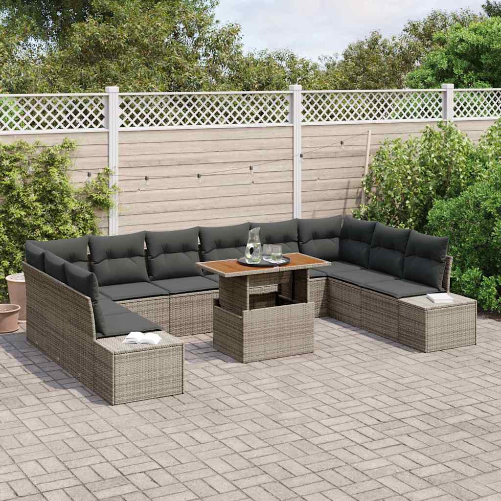 Set de canapele pentru grădină cu pernă 11 pcs Gri și Brown GartenMobel Dekor