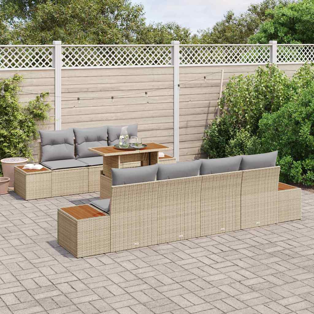 Set de canapele pentru grădină cu pernă 8 pcs Bej Rattan poli GartenMobel Dekor