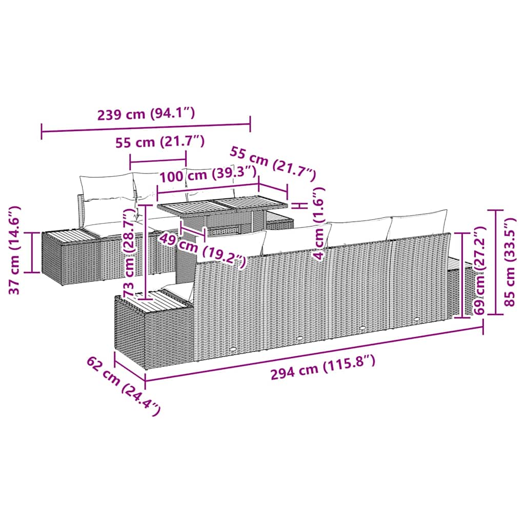 Set de canapele pentru grădină cu pernă 8 pcs Bej Rattan poli GartenMobel Dekor
