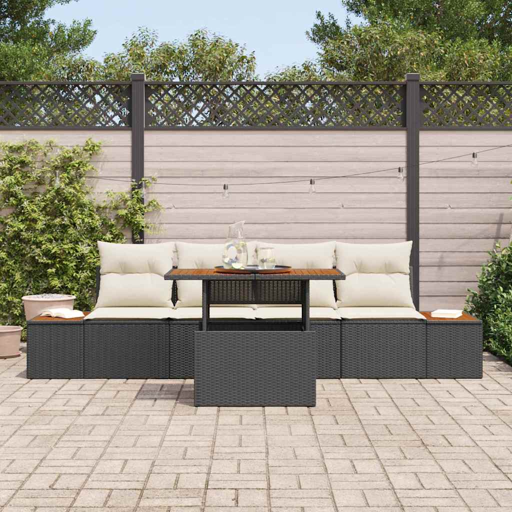 Set de masă pentru grădină cu pernă 5 pcs Negru și Bej GartenMobel Dekor