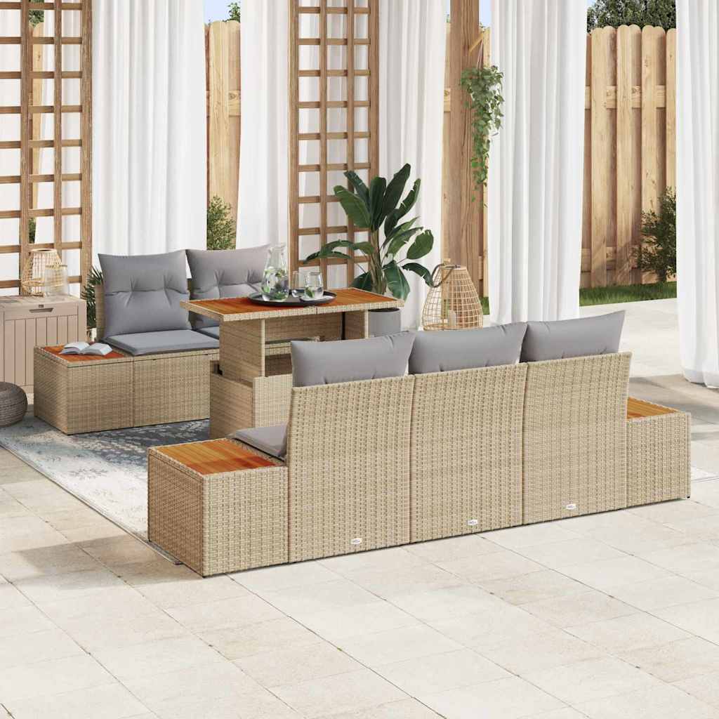 Set de masă pentru grădină cu pernă 6 pcs Bej și gri GartenMobel Dekor