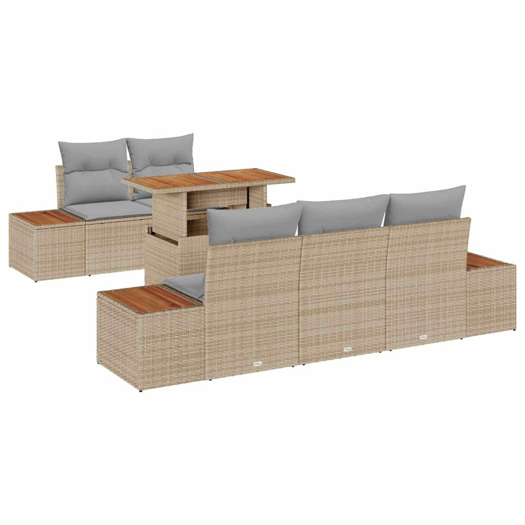 Set de masă pentru grădină cu pernă 6 pcs Bej și gri GartenMobel Dekor